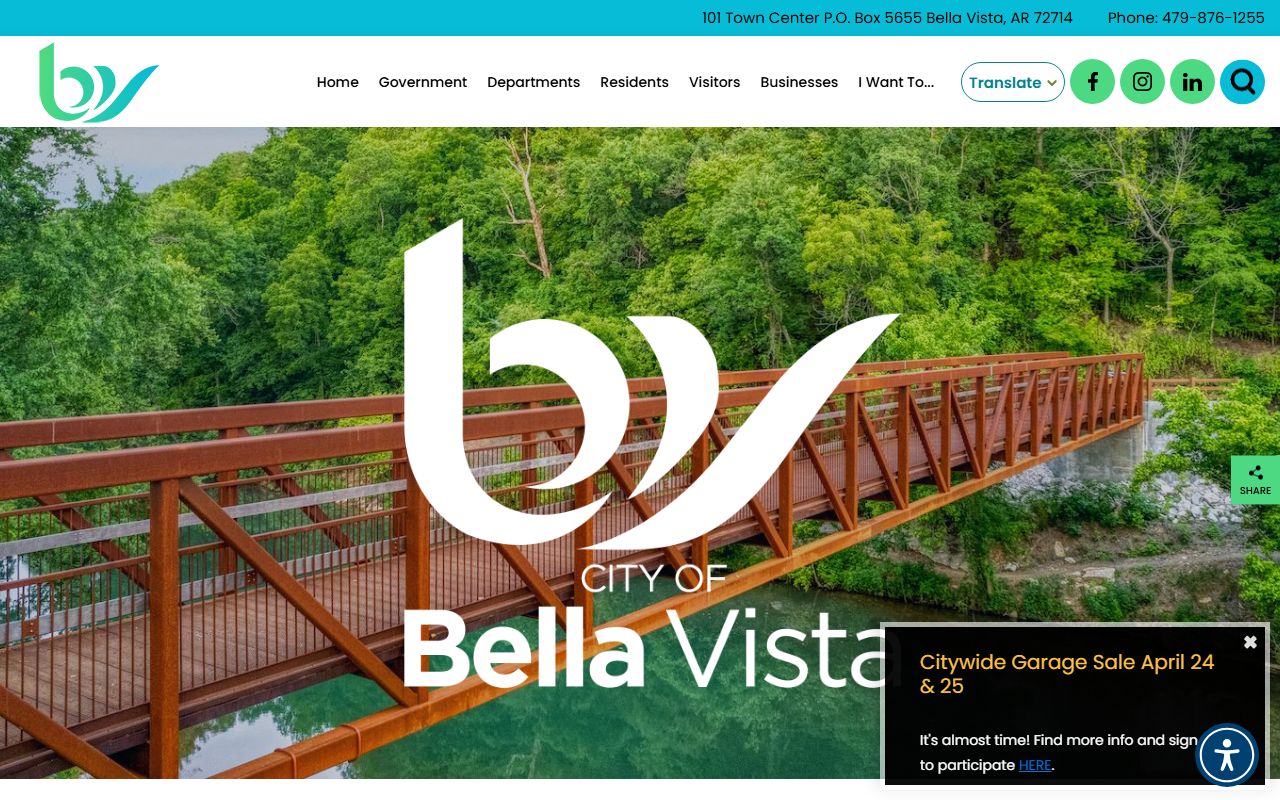 Bella Vista city website for Bella Vista Criminal History access