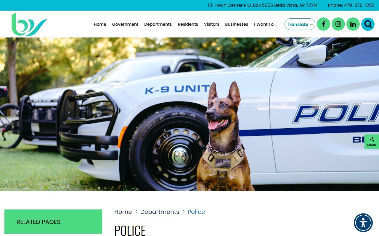 Bella Vista Police Department for Bella Vista Criminal History records