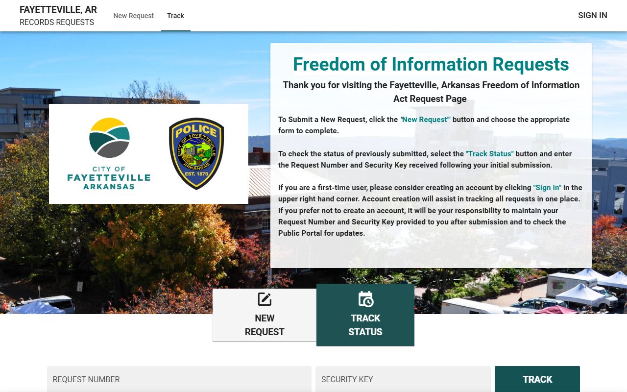 Fayetteville FOIA portal for Fayetteville Criminal History requests