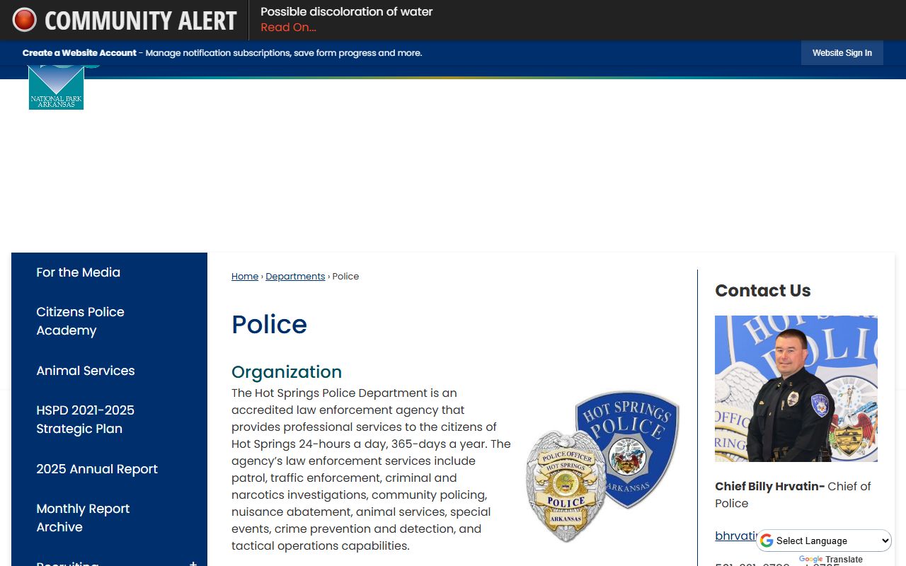 Hot Springs Police Department for Hot Springs Criminal History