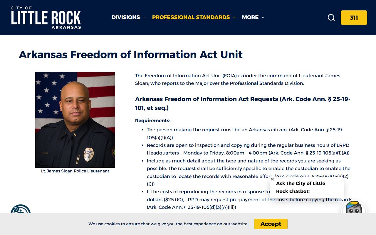 Little Rock FOIA request portal for Little Rock Criminal History