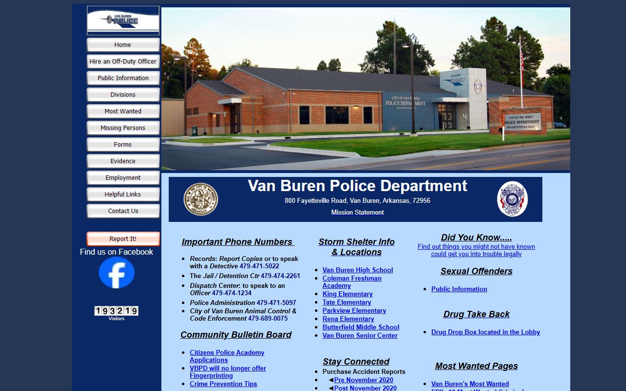 Van Buren Police Department for Van Buren Criminal History
