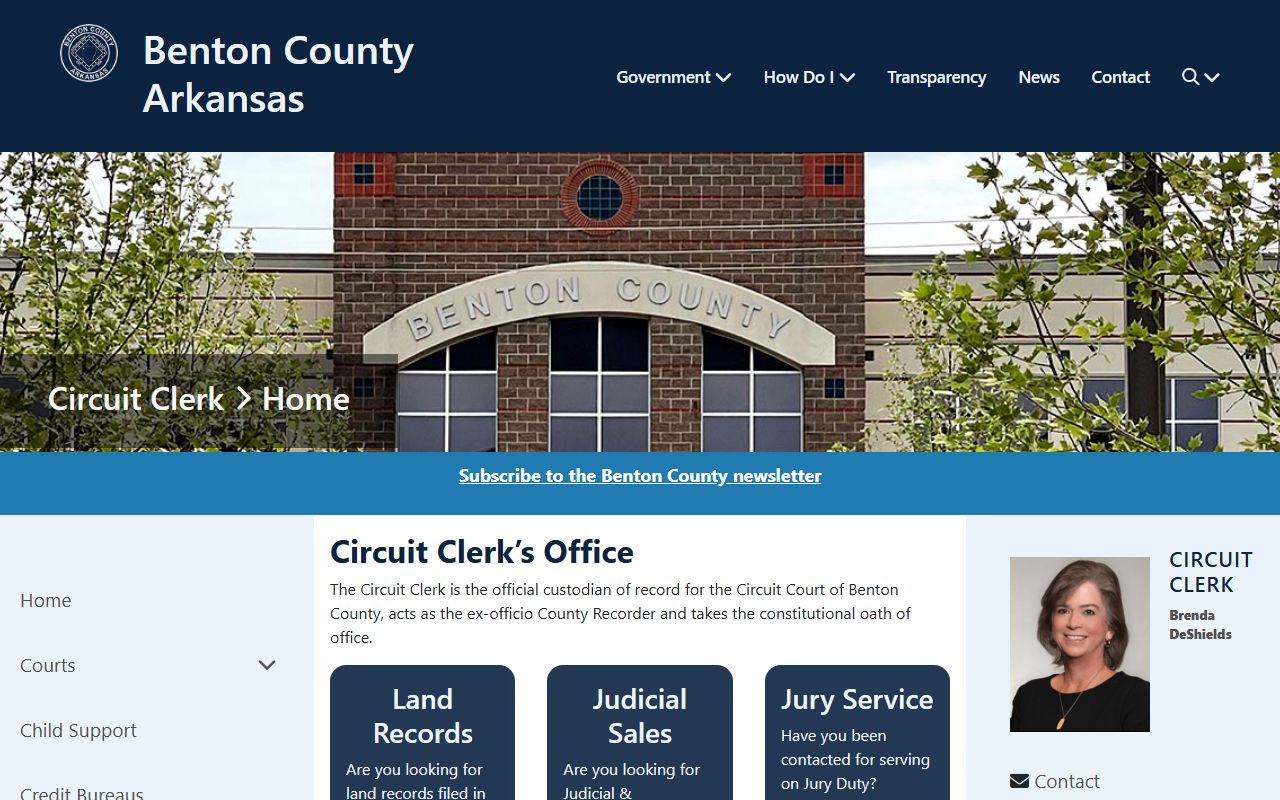 Benton County Circuit Clerk page for criminal history records