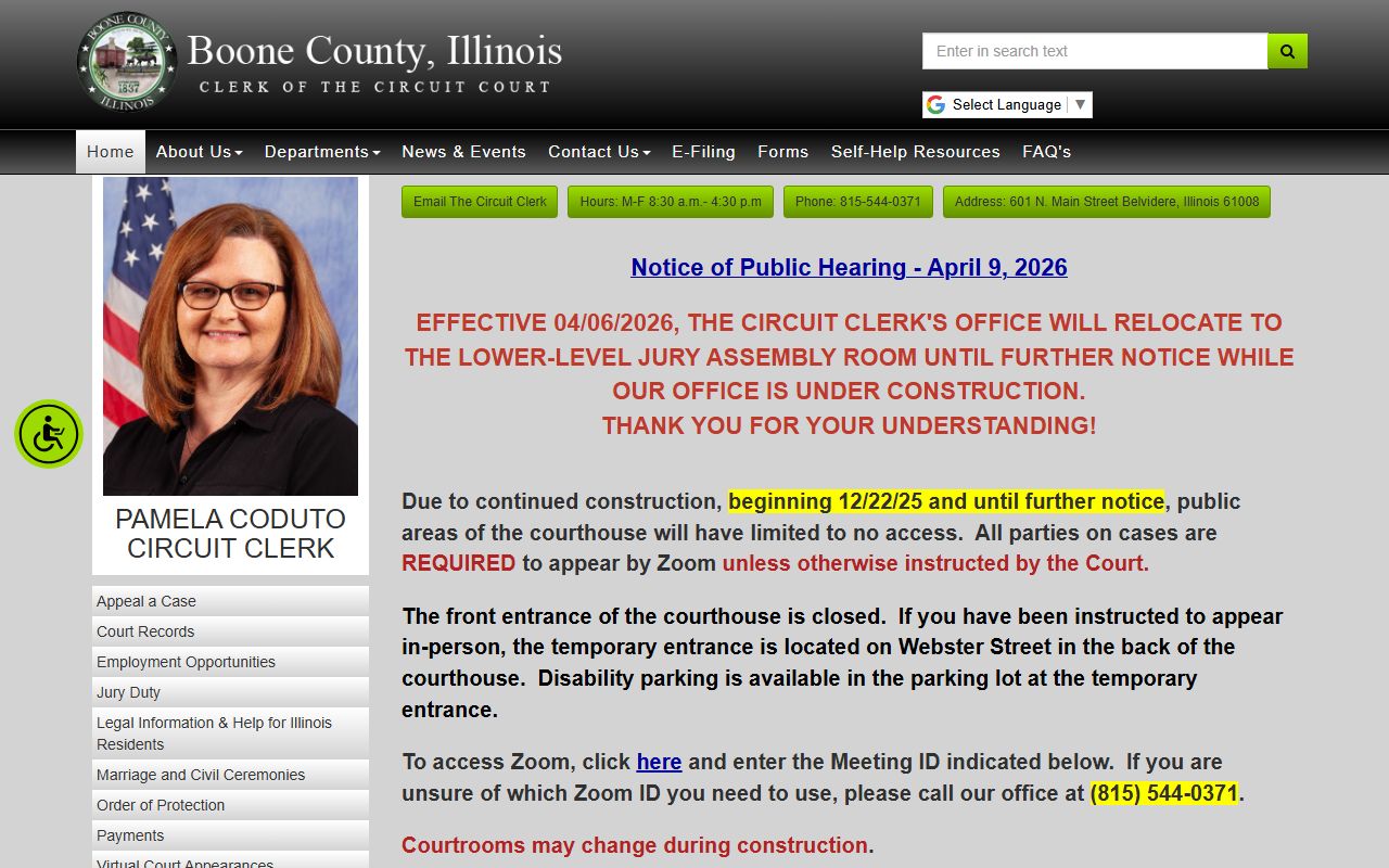 Boone County Circuit Clerk site for criminal history records