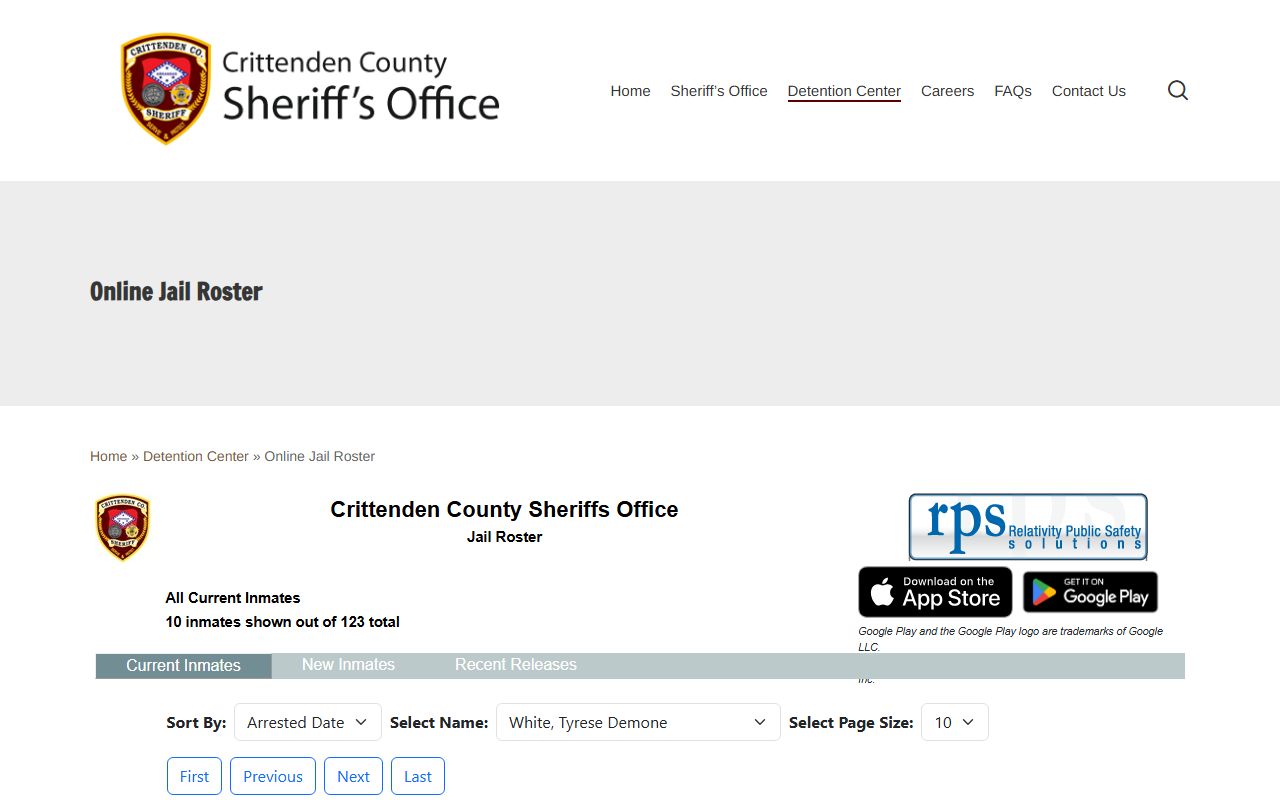 Crittenden County Criminal History jail roster online