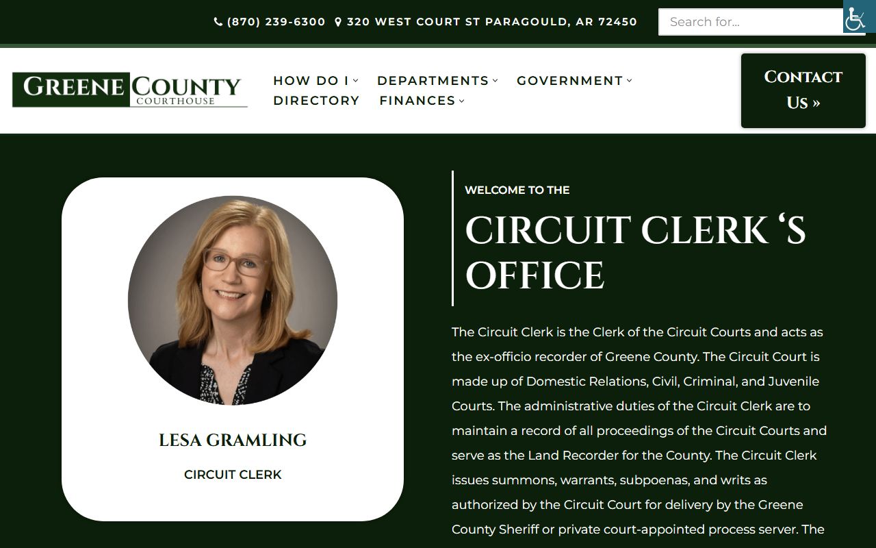 Greene County Circuit Clerk for Criminal History records