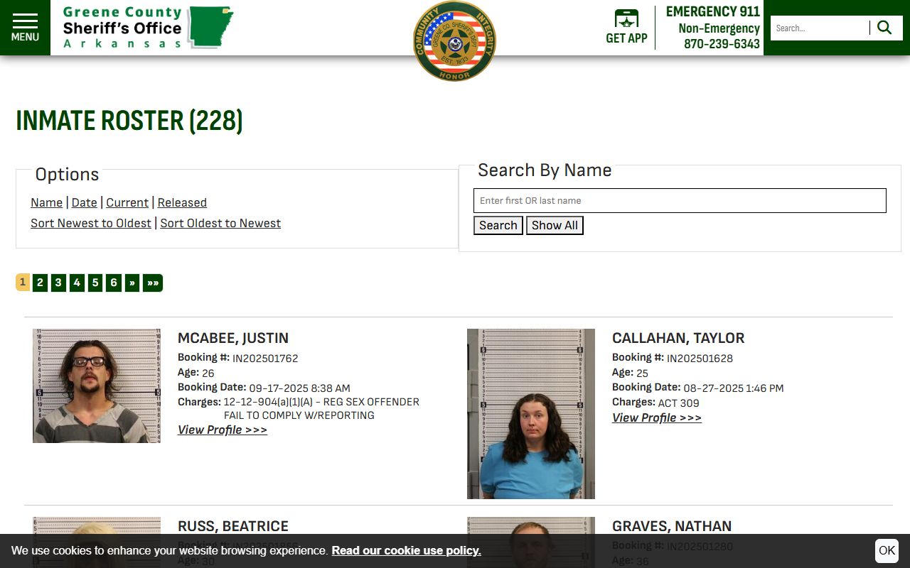 Greene County Inmate Roster for Criminal History search