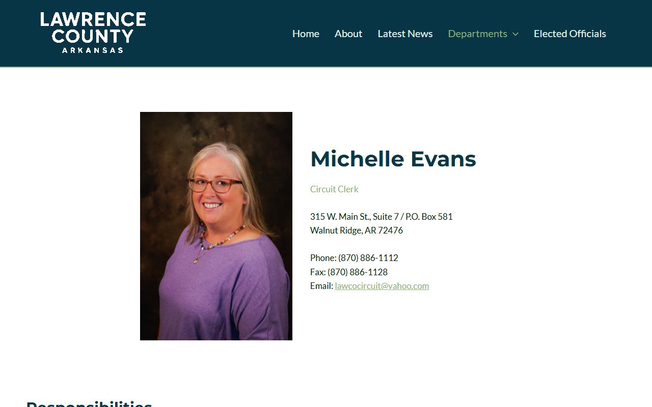 Lawrence County Circuit Clerk page for criminal history records