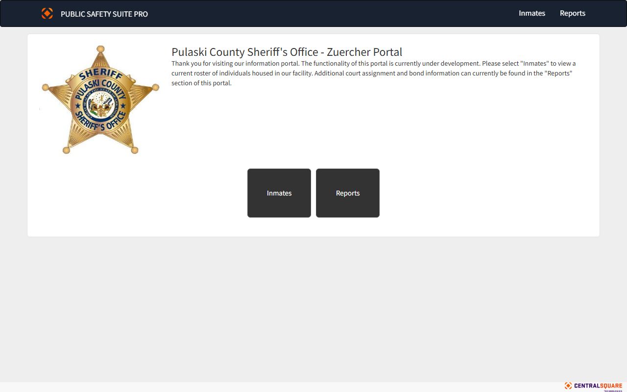 Pulaski County Zuercher Portal sample for Arkansas Criminal History
